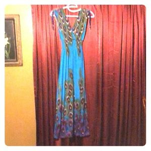 Maxi dress peacock pattern
